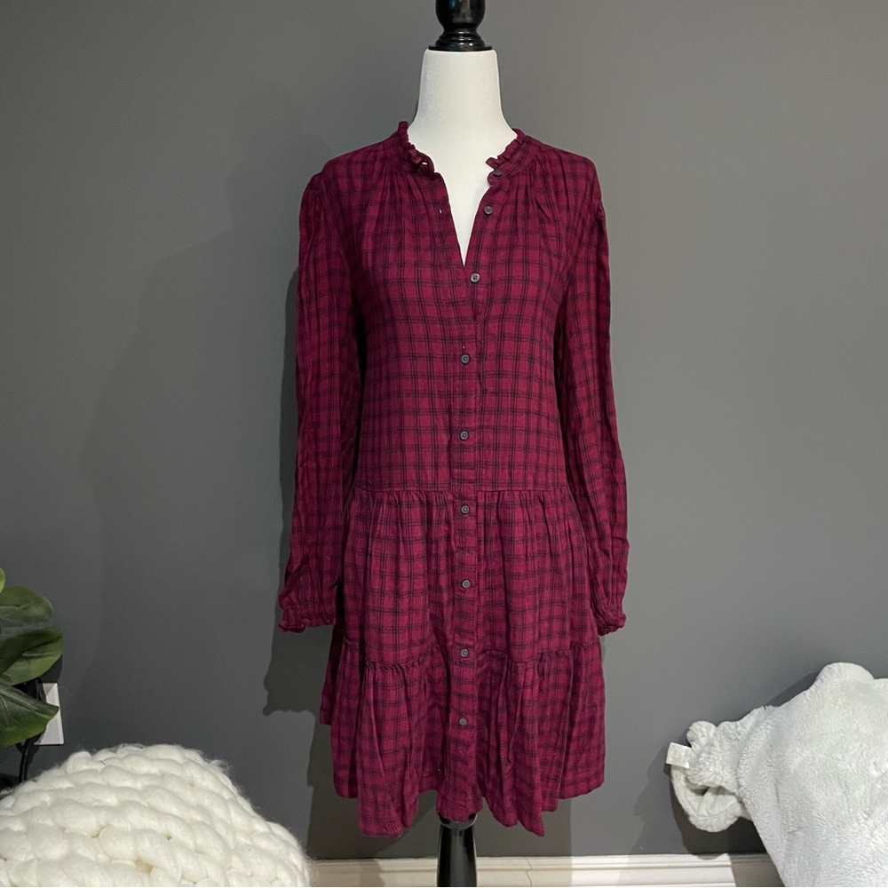 GAP Plaid Bishop Sleeve Flannel Dress